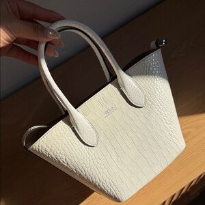 Polo by Ralph Lauren Cream Croc-Embossed Tote